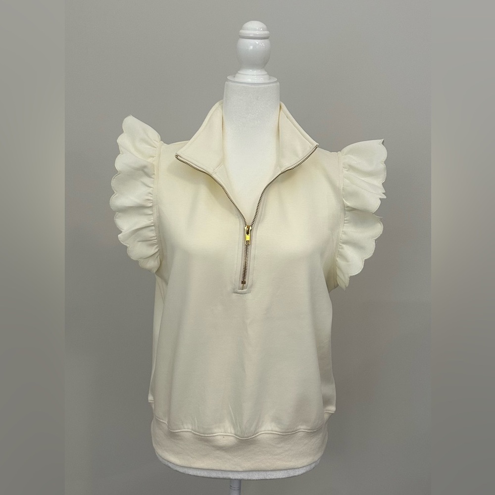 Umgee Cream Ruffle Sleeve Top